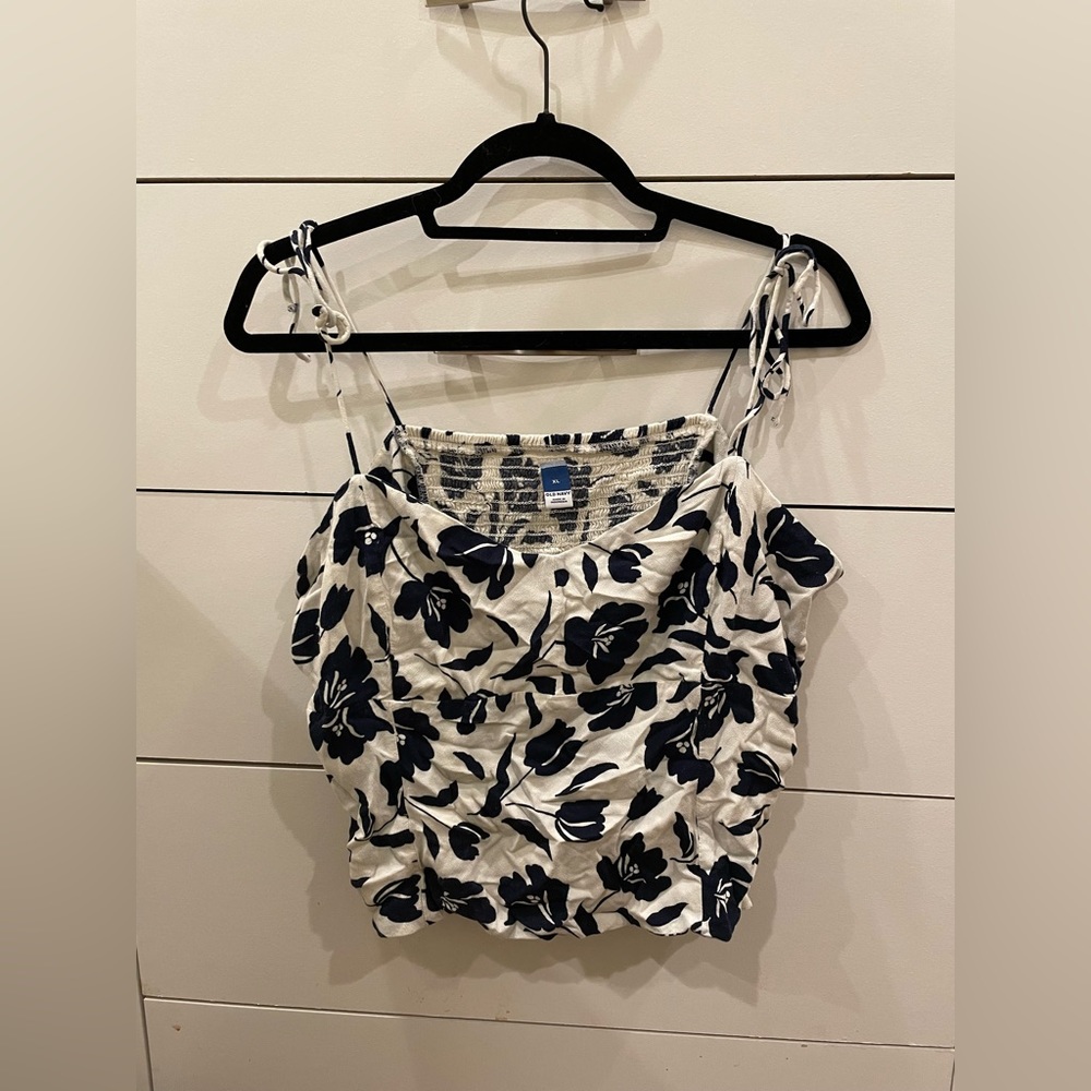 XL Fitted Tie Shoulder Floral Corset Old Navy Crop Top